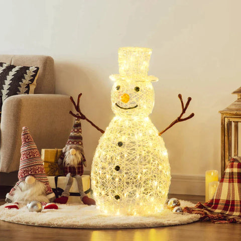Rootz LED Christmas Light - Christmas Snowman Light - Snowman Light - Christmas Decoration - 100 LEDs - Weatherproof - PP/Iron - White - 40 x 40 x 90cm
