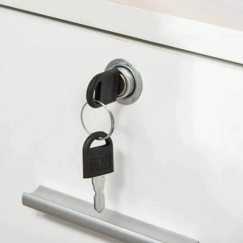 Rootz archiefkast - kantoorkast - kantoorcontainer met wielen - printerstandaard - opbergorganizer met afsluitbare lade - slaapkamer - woonkamer - wit - 100 x 35 x 65 cm