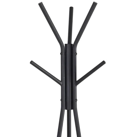 Rootz Coat Stand - Clothes Stand - 6 Hooks - Metal - Black - 32.5 x 45.5 x 182 cm