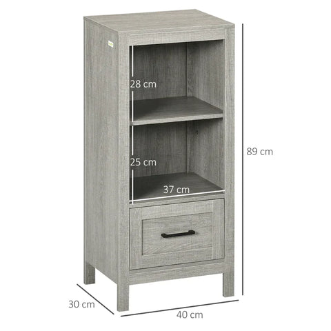 Rootz Bathroom Cabinet - Compact Bathroom Cabinet - Storage Cabinet - 2 Shelves - Chipboard - Grey - 40 cm × 30 cm × 89 cm