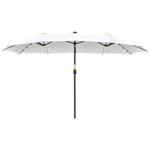 Rootz Double Sided Umbrella - Double Sided Parasol - Parasol - Sun Umbrella - With LED Solar Lights - Polyester/Steel - Cream White/Black - 4.5L x 2.65W x 2.4H m