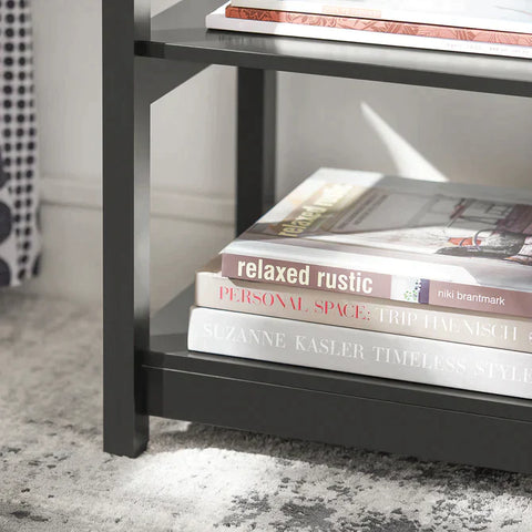 Rootz Side Table - End Table - Coffee Tables - Lamp Table - Bedside Table - Night Stand with 1 Drawer and 2 Shelves - Black