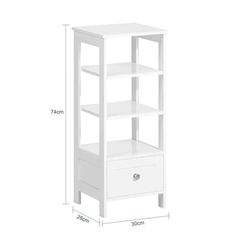 Rootz Beistelltisch, Beistelltisch, Telefontisch, Lampentisch, Sofatisch, Nachttisch mit 3 Regalen und 1 Schublade