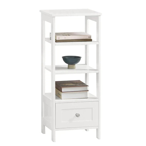 Rootz Beistelltisch, Beistelltisch, Telefontisch, Lampentisch, Sofatisch, Nachttisch mit 3 Regalen und 1 Schublade