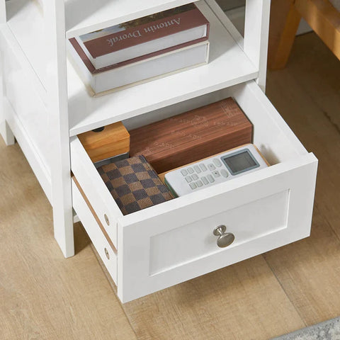 Rootz Beistelltisch, Beistelltisch, Telefontisch, Lampentisch, Sofatisch, Nachttisch mit 3 Regalen und 1 Schublade