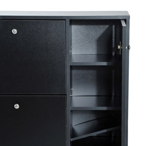 Rootz Shoe Cabinet - Shoe Tipper - Shoe Stand - Shoe Rack - Black - 80x24x120cm