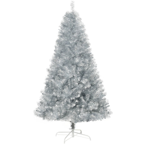 Rootz Kerstboom - Kunstkerstboom - Kerstboom Met 1000 Takpunten - Kerstboomstandaard - Metaal - Zilver + Wit - Ø103 x 180 cm