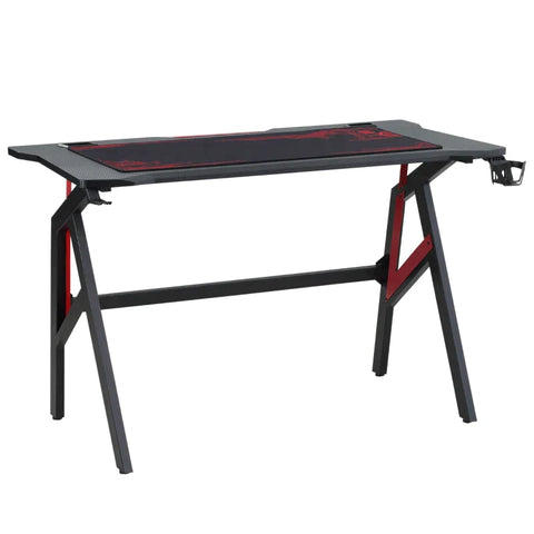 Rootz Gaming Desk - Gaming Table - Met Koptelefoonhaak - Bekerhouder - R-vormige Computer Desk - Metaal - Zwart/Rood - 120 x 58 x 75 cm