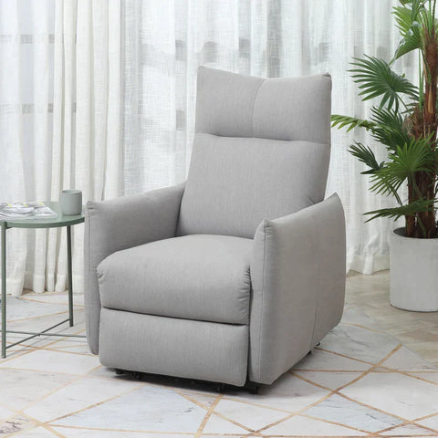 Rootz Fauteuil - TV Stoel - Recliner Chair - Relaxfauteuil - Met Elektrische Motor - USB Oplaadpoort - Linnen Look Polyester/Staal/Foam - Grijs - 77 x 89 x 107 cm