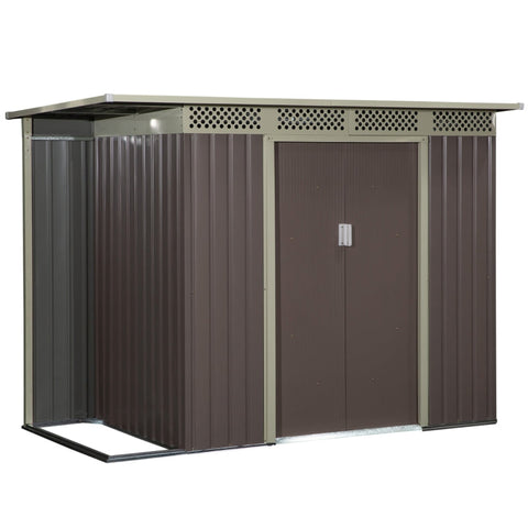 Rootz Tuinberging - Tuinschuur - Gereedschapsschuur - Schuifdeur - Ventilatieraam - Grijs - 257 x 142 x 184 cm