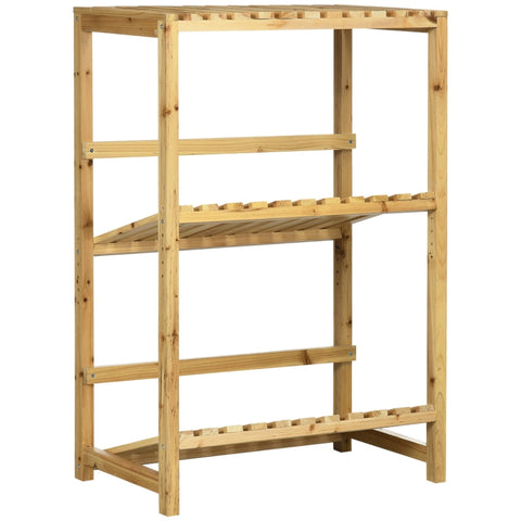 Rootz Wine Rack - 2 Shelf Wine Rack - Weather Resistant - Solid Wood - Natural - 74cm x 45cm x 111cm