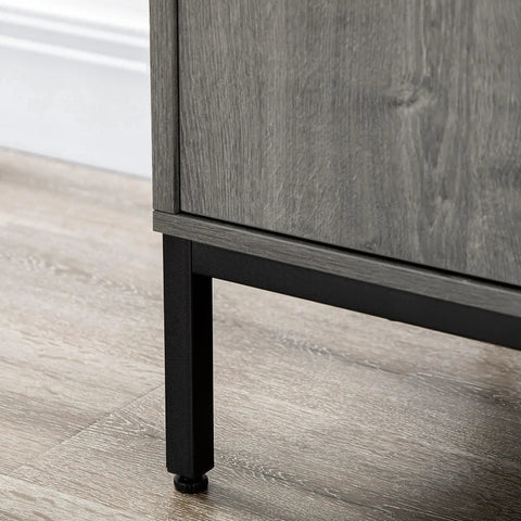 Rootz Sideboard With Bottle Rack - Including Glass Holder For 12 Glasses - Adjustable Shelves - Kitchen - Dining Room - Chipboard - Gray - 86.4L x 40W x 91.4H cm