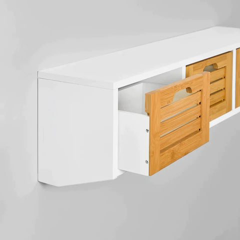 Rootz Wall Coat Rack - Wall Shelf - Wall Storage Cabinet Unit with 3 Drawers 4 Hooks