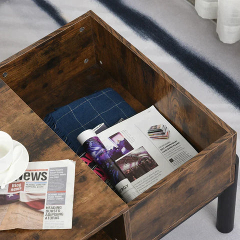 Rootz Salontafel - Bijzettafel - Banktafel - Woonkamertafel - Bruin/Zwart - 118x60x47cm