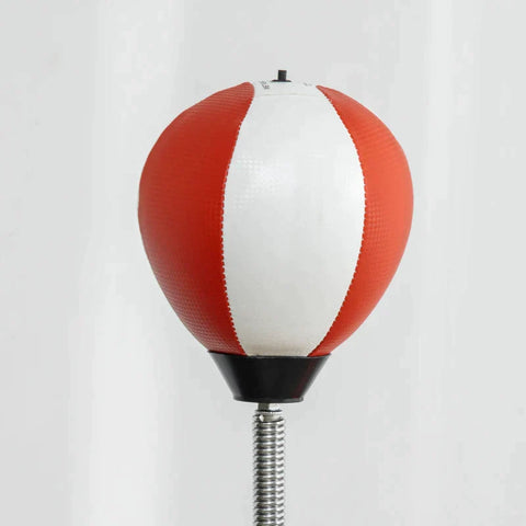 Rootz Boksstandaard - Twee Speedballs - Draaibare Boksstang - Kick Pad - In hoogte verstelbaar - Staal - Zwart/Rood/Wit - 84 x 36 x 140-205cm