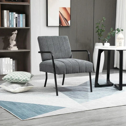 Gepolsterter Sessel Rootz – Doppelsitzsofa – Retro-Design – Samtoptik – Metall – Grau + Schwarz – 59 x 75 x 77 cm