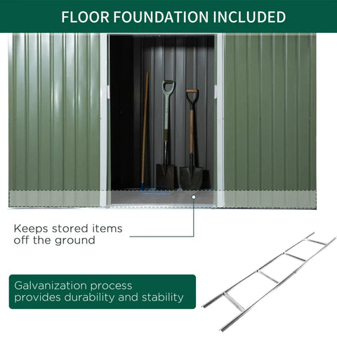 Rootz Tuinberging - Tuinschuur - Gereedschapsschuur - Schuifdeur - Ventilatieraam - Lichtgroen - 280 x 130 x 172 cm