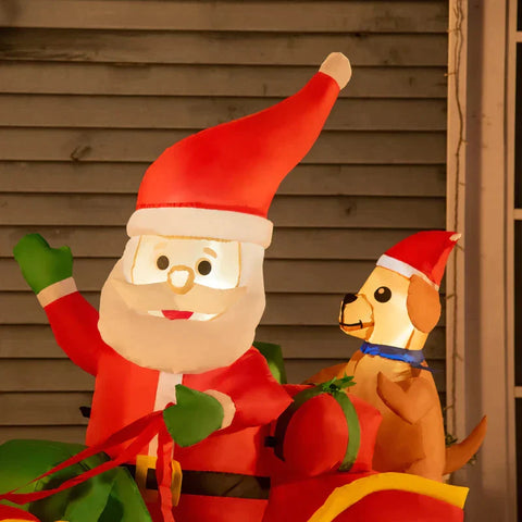 Rootz Selbstaufblasbarer Weihnachtsmann – Weihnachtsdekoration – mit Rentier-LED-Lichtern inkl. Gebläse – Rot + Weiß – 230 x 80 x 150 cm