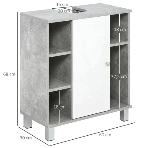 Rootz Vanity Cabinet - Vanity Unit - Gray + White - 60cm x 30cm x 68cm