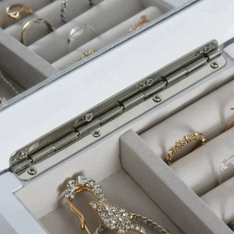 Rootz Jewelry Box - Jewelry Cabinet - Jewelry Chest Of Drawers With Mirror - Storage Cabinet With Drawers - Jewelry Box With Handle - White - 25x14x34.5cm