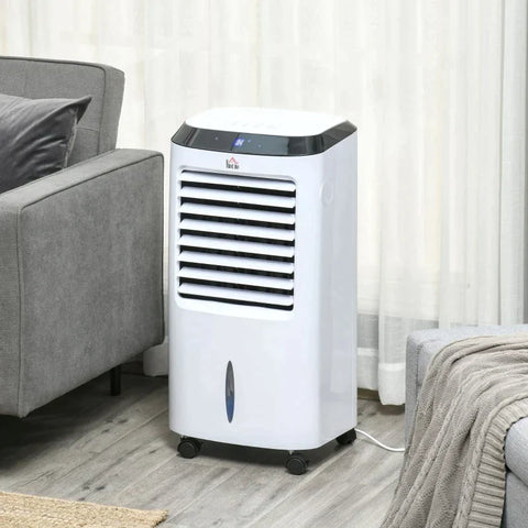 Rootz Air Cooler - Mobiele Airconditioner - Met Luchtbevochtiging - Waterkoeling Airconditioner - 8h Timer Afstandsbediening - Wit/Zwart - 38.2 x 31.6 x 76 cm