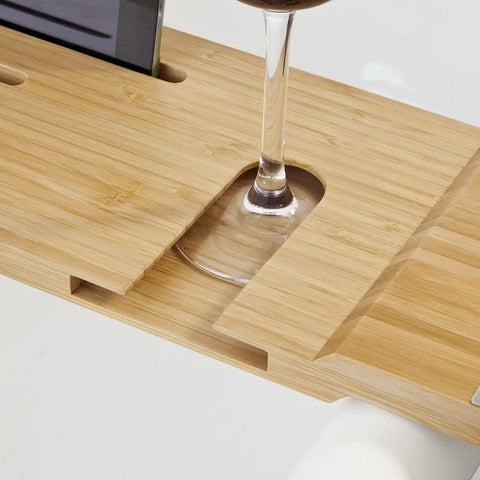 Rootz Bamboe Badkuiprek- Badplankbak met iPad/Mobiele Telefoon- Glas- en kaarsenhouder