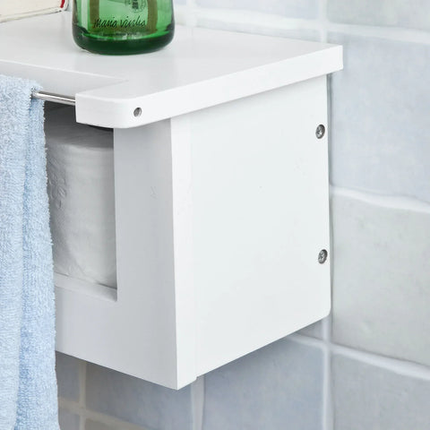 Rootz witte wandgemonteerde badkamer - toiletpapierrolhouder met opbergplank