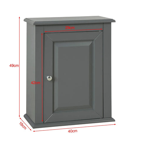 Rootz Grijze Wandmontage Enkele Deur - Badkamerkast - B40 x D18 x H49cm