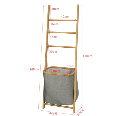 Rootz Badezimmer-Aufbewahrungsregal – Handtuchhalter mit 3 Kleiderstangen und abnehmbarem Wäschekorb