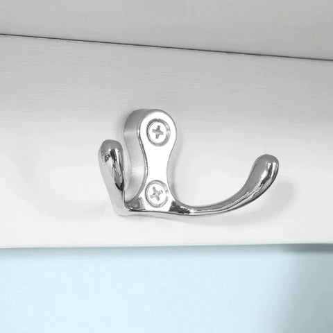 Rootz White Wall Display Storage Unit with 4 Components 5 Hooks - Wall Coat Rack Bathroom Kitchen Cupboard