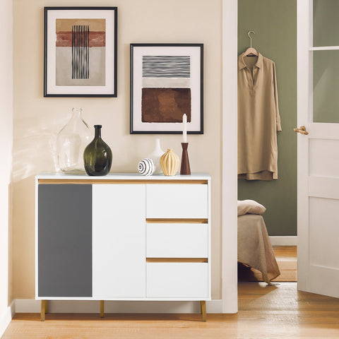 Rootz Sideboard Storage Cabinet - Cupboard - Bedroom Chest of Drawers - W97 × D34 × H80cm