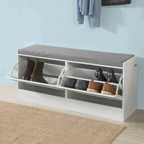 Rootz Hallway Shoe - Bench Shoe - Rack Shoe - Cabinet with Flip - drawer and Seat Cushion