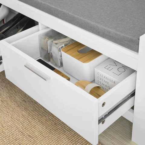 Rootz Schoenenbank met 2 laden, schoenenrek, schoenenkast, opbergbank in de gang met zitkussen