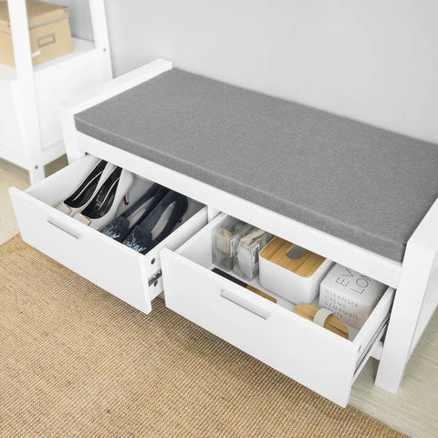 Rootz Schoenenbank met 2 laden, schoenenrek, schoenenkast, opbergbank in de gang met zitkussen