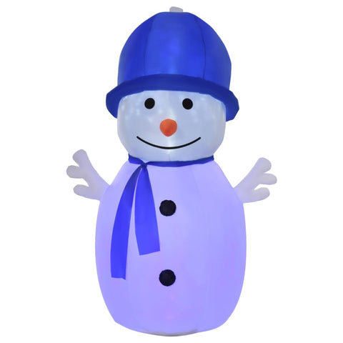 Rootz Christmas Snowman - Inflatable Snowman with 2 LED Rotating Lights - Christmas Decoration - Indoor - Outdoor - Garden Lawn Decoration - White/Blue - 120 x 80 x 180cm
