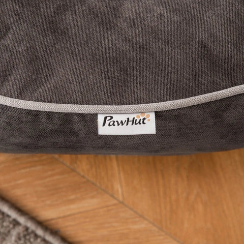 Rootz Hondenbed - Hondenmat - Hondenkussen - Hondenmatras - Rond Huisdierbed - Hondensofa - Huisdierbed voor Honden Katten - Linnen Polyester - Donkergrijs + Creme Wit - 85 x 85 x 35 cm