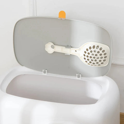 Rootz Cat Litter Box - With Hood For Cats - Up To 5 Kg - Litter Box With Lid - Mesh Base - Plastic - White - 55 x 40 x 39 cm