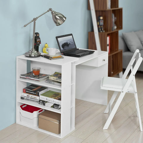 Rootz- Home Office Table Desk- Computer Desk Computer Workstation with Storage Shelves