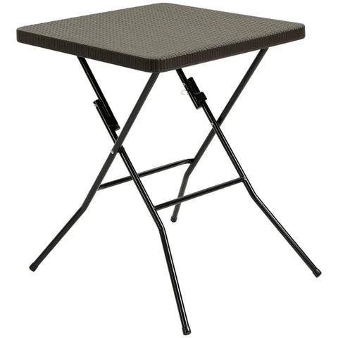 Rootz Folding Table - Rattan Folding Table - Table - HDPE/Metal - Dark Brown - 60 x 60 cm