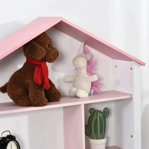 Rootz Kinderplank - Zelf ontworpen boekenplank - Staande plank - Decoratieve plank met 4 vakken - Roze - 80 x 34 x 130 cm