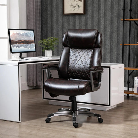 Rootz Office Chair - Massage Chair - 6-point Massage Swivel Chair - Ergonomic Chair - Adjustable In Faux Leather With Curved Headrest And Armrests - Brown - 70 x 76.5 x 114-124 cm