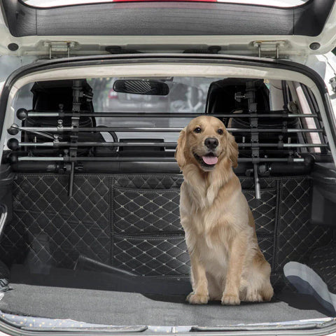 Rootz Divider - Dog Car Divider - Dog Car Partition - Height and Width Adjustable - Steel + ABS - Black - 85-140W x 40-50H cm