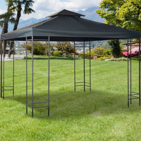 Rootz Replacement Roof - Gazebo Roof for Metal Gazebo - Garden Gazebo - Party Tent - Garden Tent - Polyester - Charcoal Grey - 3x3m