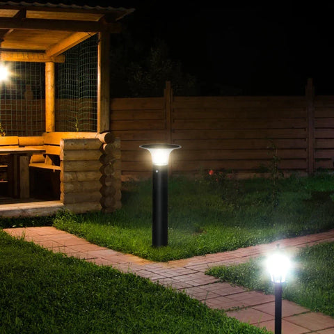 Rootz Garden Lamp Post Light - Garden Light - With Solar Panel - Aluminum - PC - Black - 23.5cm x 60cm