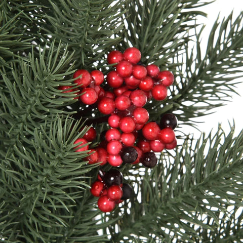 Rootz Dennenkrans - Kerstkrans - Kunstkerstkrans - Dennenappels - Rode Bessen - Groen - 60 cm x 60 cm x 8 cm