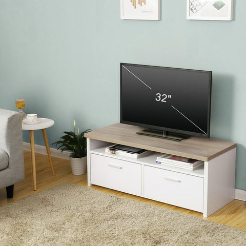 Rootz Tv-tafel - Vouwdeuren - Stijlvol Netjes - Discrete Uitstraling - Robuust - Veel Ruimte - Opbergers - Iedere Woonstijl - TV-meubel - Wit-Houtkleur - MDF-plaat-spaanplaat - 100 x 40 x 40 cm