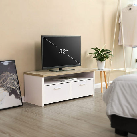 Rootz Tv-tafel - Vouwdeuren - Stijlvol Netjes - Discrete Uitstraling - Robuust - Veel Ruimte - Opbergers - Iedere Woonstijl - TV-meubel - Wit-Houtkleur - MDF-plaat-spaanplaat - 100 x 40 x 40 cm