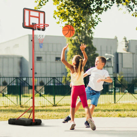 Rootz Basketbalstandaard - Kinderen 6+ Jaar - Elektronisch Scorebord - Mandhoogte - Vulbare Basis - Staal+kunststof - Rood+zwart - 155-205 cm