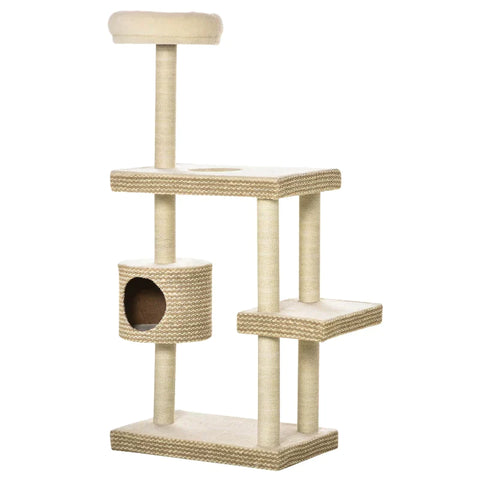 Rootz Krabpaal - Krabpaal - Kattenmand - Kattenkrabpaal - Beige/Koffie - 60 x 40 x 135 cm