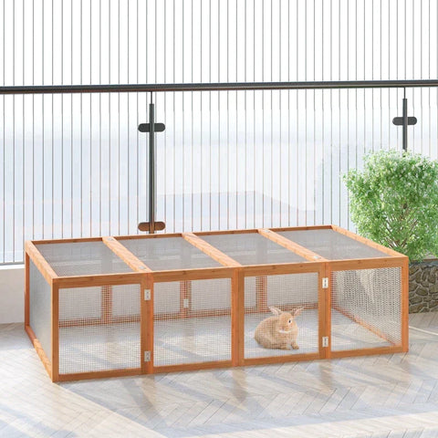 Rootz Rabbit Hutch - Outdoor Enclosure - Small Animal Hutch - Fir Wood - Nature - 181x100x48cm